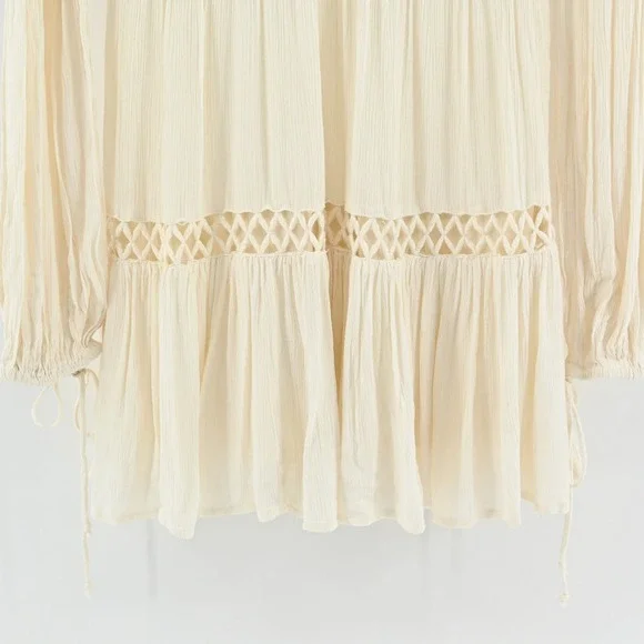 Free People Dusk Till Dawn Dress Sz 2 Blue Embroidered Bohemian Festival Tiered - Picture 12 of 15